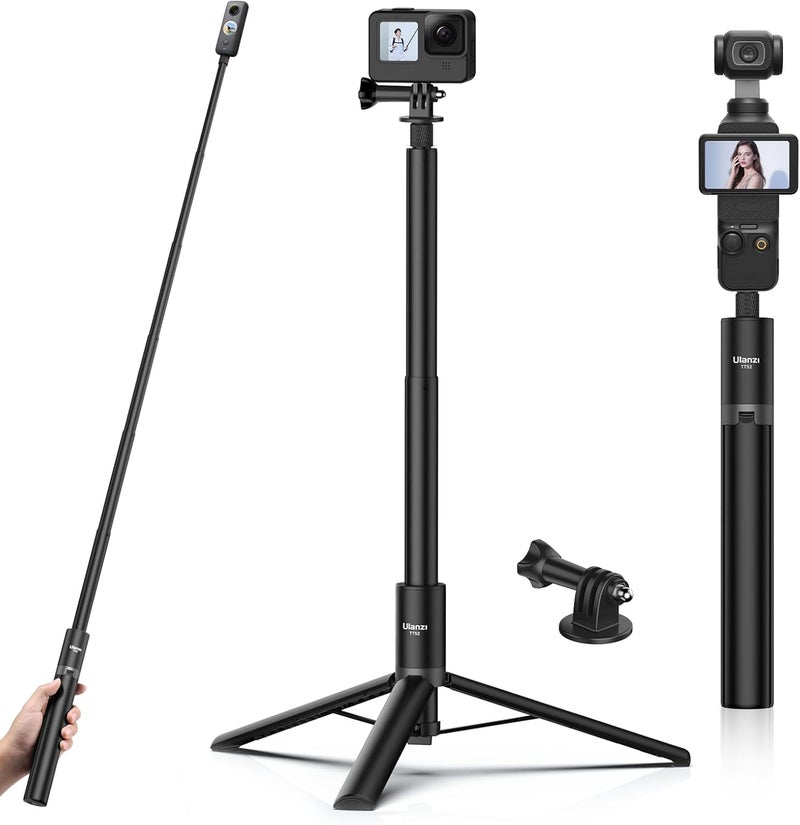 jusmo 59in Invisible Selfie Stick Tripod for Insta360 X5/X4/X3/ONE X2/GO 3s/DJI Osmo 360, ULANZI TT52 Extension Pole Adjustable Waterproof Handle Grip for GoPro, DJI Osmo Pocket 3 Action 5 Pro/4 - Image 1